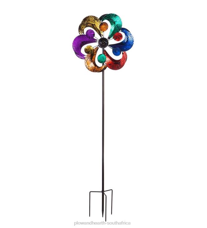 Yard & Garden Plow & Hearth Four-Tier Flower Petal Solar Wind Spinner NFLB371