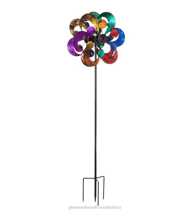 Yard & Garden Plow & Hearth Four-Tier Flower Petal Solar Wind Spinner NFLB371