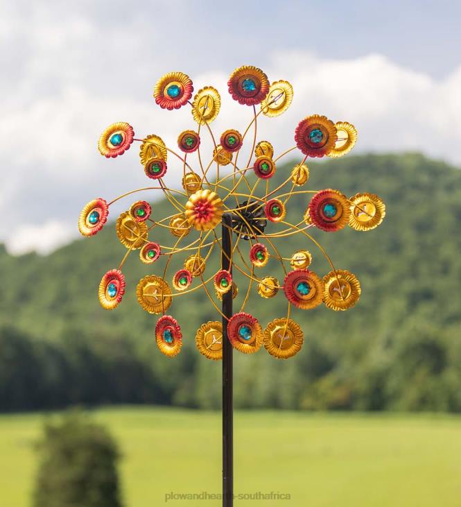 Yard & Garden Plow & Hearth Golden Suns Metal Wind Spinner NFLB239