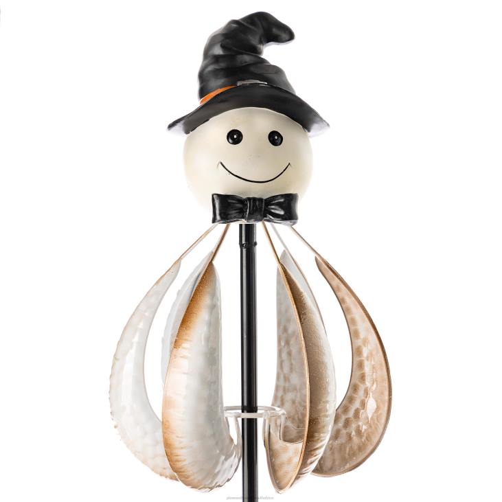 Yard & Garden Plow & Hearth Halloween Smiling Ghost Metal Garden Wind Spinner NFLB348