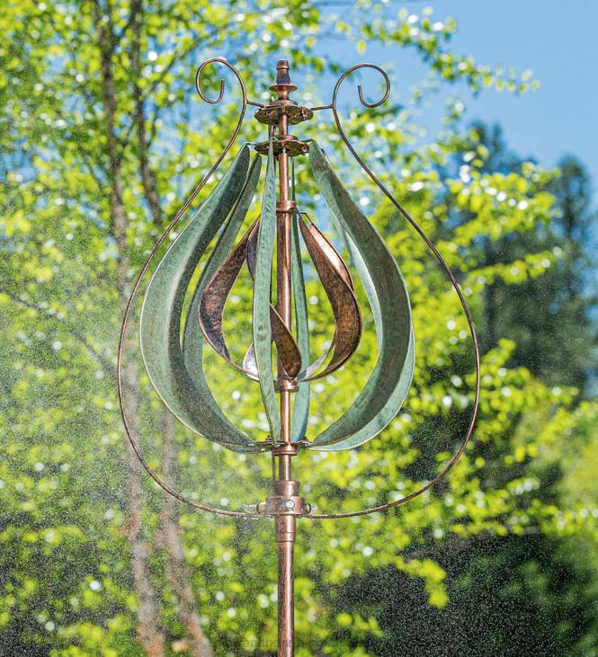 Yard & Garden Plow & Hearth Misting Tulip Wind Spinner - Copper and Verdigris NFLB253