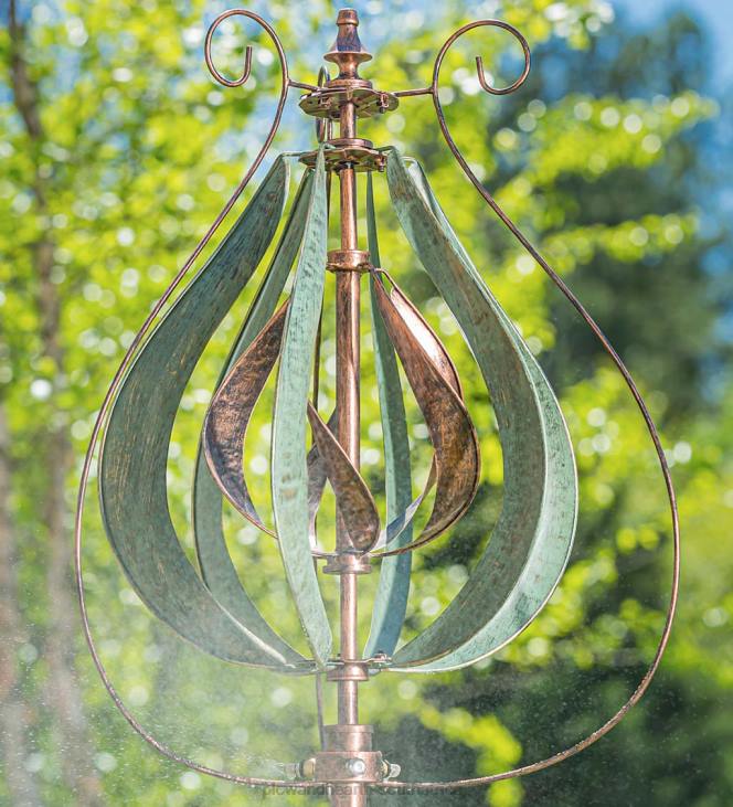 Yard & Garden Plow & Hearth Misting Tulip Wind Spinner - Copper and Verdigris NFLB253