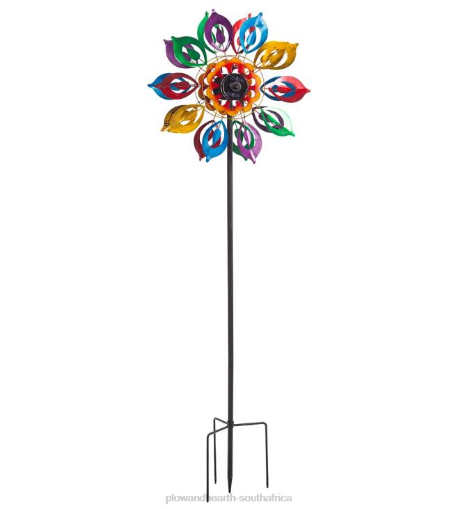 Yard & Garden Plow & Hearth Multicolor Lily Flower Solar Lighted Metal Wind Spinner - Multi NFLB345