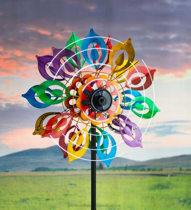 Yard & Garden Plow & Hearth Multicolor Lily Flower Solar Lighted Metal Wind Spinner - Multi NFLB345