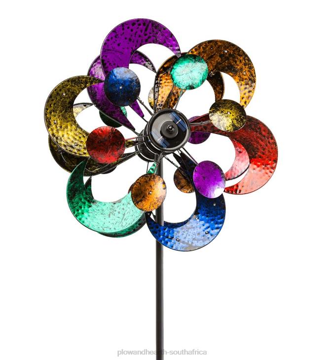 Yard & Garden Plow & Hearth Oversized Multicolor Solar Lighted Gala Wind Spinner with Four Rotors NFLB75