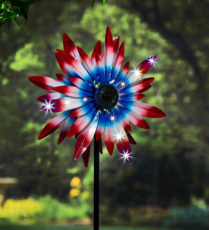 Yard & Garden Plow & Hearth Patriotic Solar Lighted Wind Spinner NFLB369