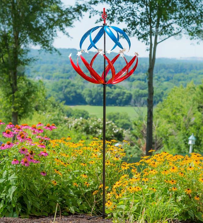 Yard & Garden Plow & Hearth Patriotic Stars Wind Spinner NFLB372