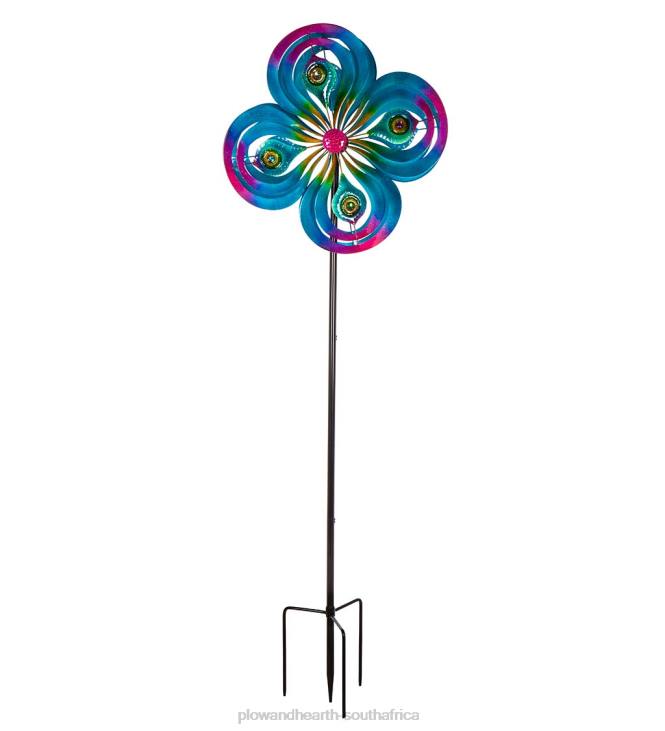 Yard & Garden Plow & Hearth Peacock Swirls Wind Spinner - Blue NFLB340