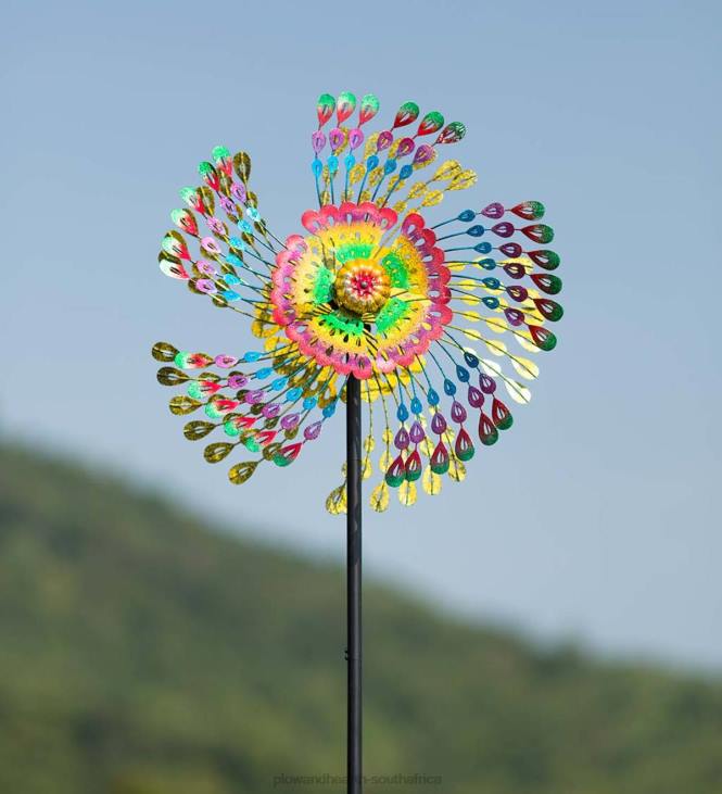 Yard & Garden Plow & Hearth Rainbow Feathers Wind Spinner NFLB328