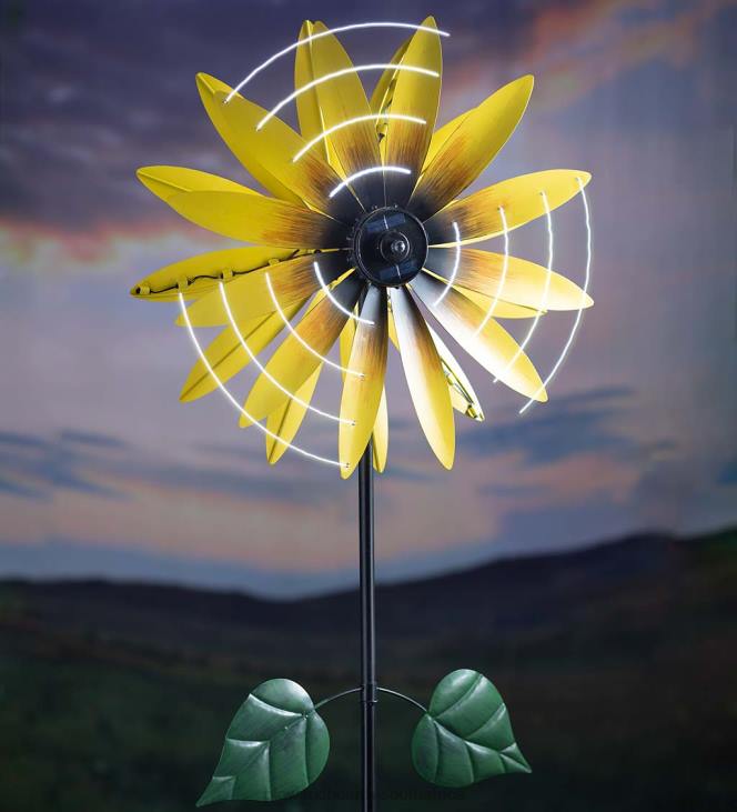 Yard & Garden Plow & Hearth Solar Sunflower Wind Spinner NFLB184
