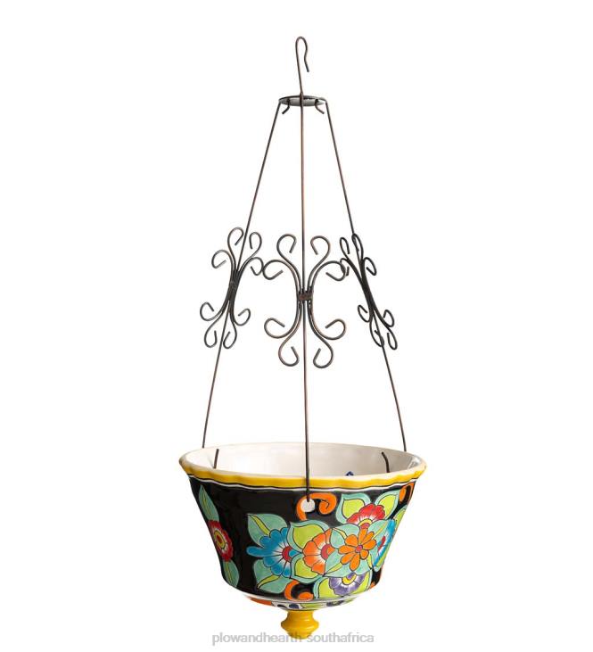 Yard & Garden Plow & Hearth Authentic Mexican Talavera Hanging Planter - Black NFLB937