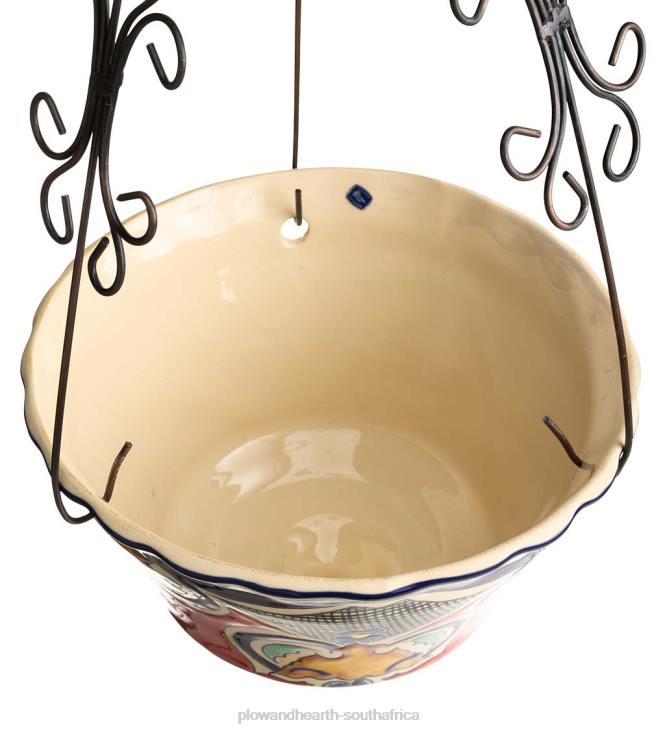 Yard & Garden Plow & Hearth Authentic Mexican Talavera Hanging Planter - Black NFLB937