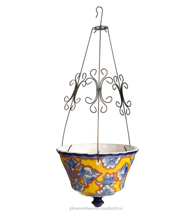 Yard & Garden Plow & Hearth Authentic Mexican Talavera Hanging Planter - Black NFLB937