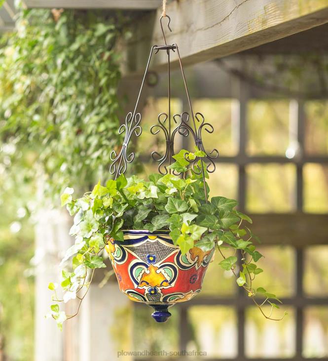 Yard & Garden Plow & Hearth Authentic Mexican Talavera Hanging Planter - Black NFLB937