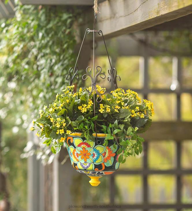 Yard & Garden Plow & Hearth Authentic Mexican Talavera Hanging Planter - Black NFLB937