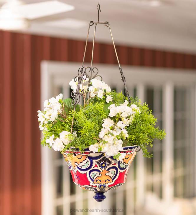 Yard & Garden Plow & Hearth Authentic Mexican Talavera Hanging Planter - Black NFLB937