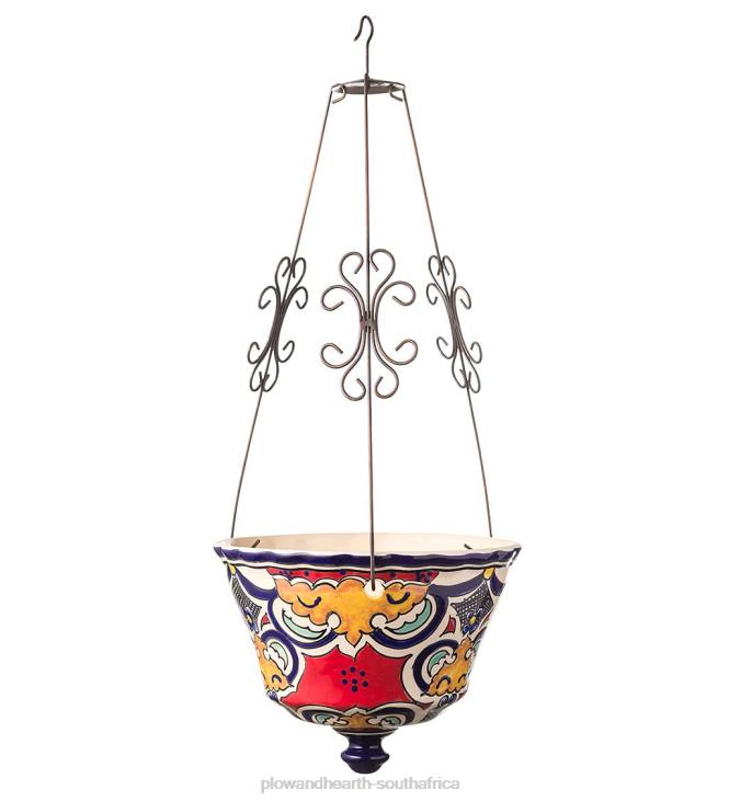 Yard & Garden Plow & Hearth Authentic Mexican Talavera Hanging Planter - Black NFLB937