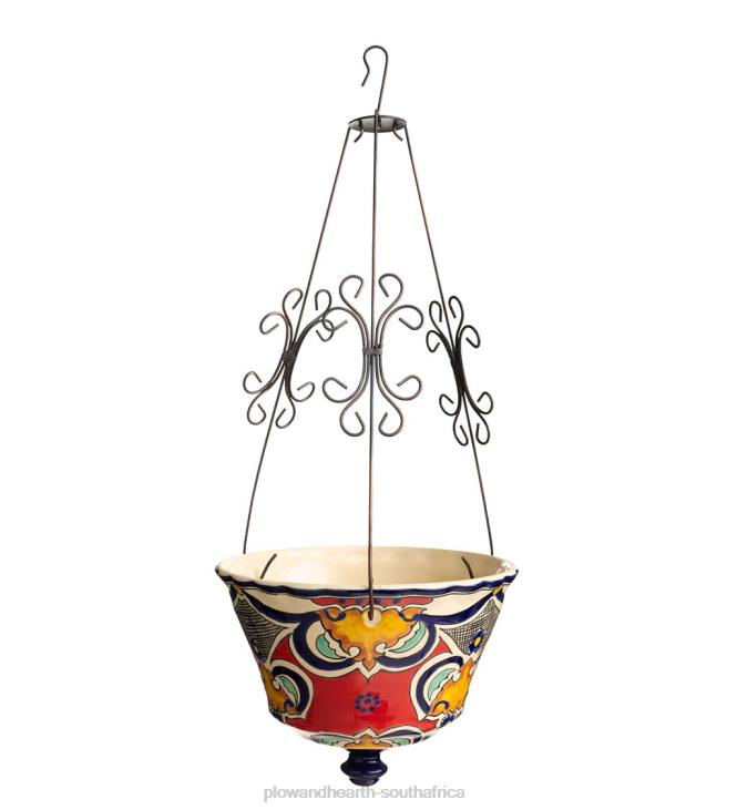 Yard & Garden Plow & Hearth Authentic Mexican Talavera Hanging Planter - Black NFLB937
