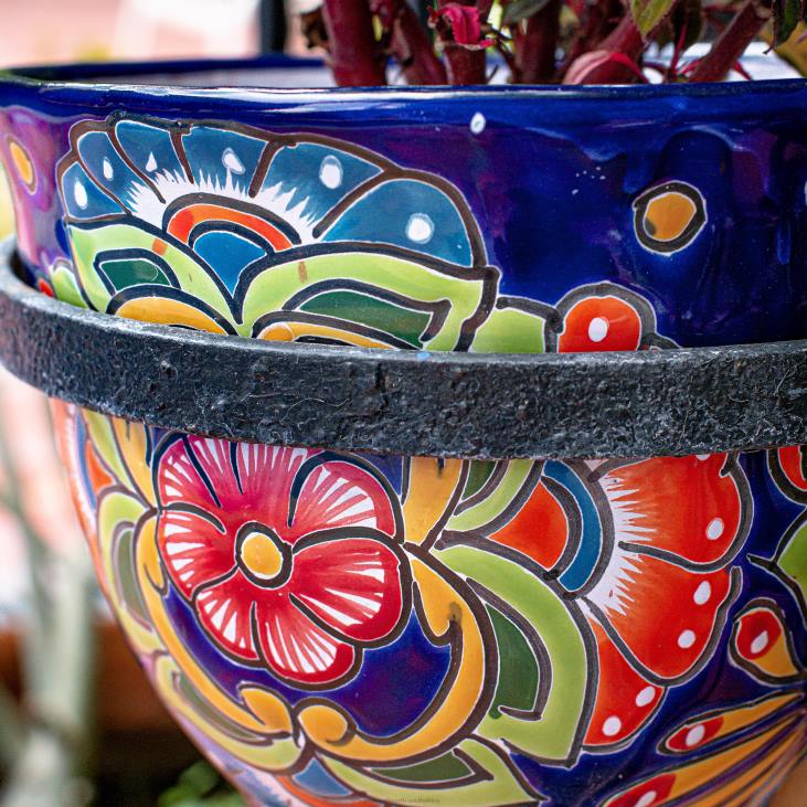 Yard & Garden Plow & Hearth Blue Floral Talavera Planter NFLB956
