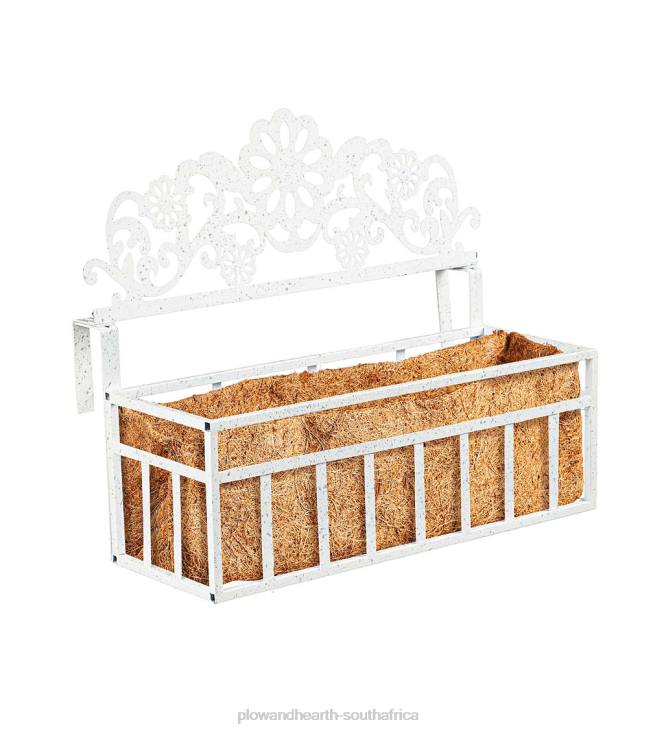 Yard & Garden Plow & Hearth Distressed White Floral Railing Planter NFLB938