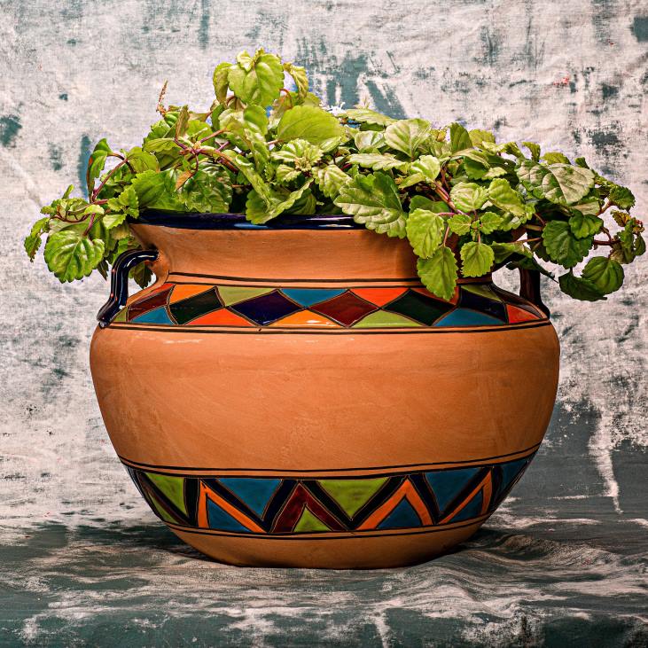 Yard & Garden Plow & Hearth Extra Large Multicolored Talavera Chata Planter NFLB935