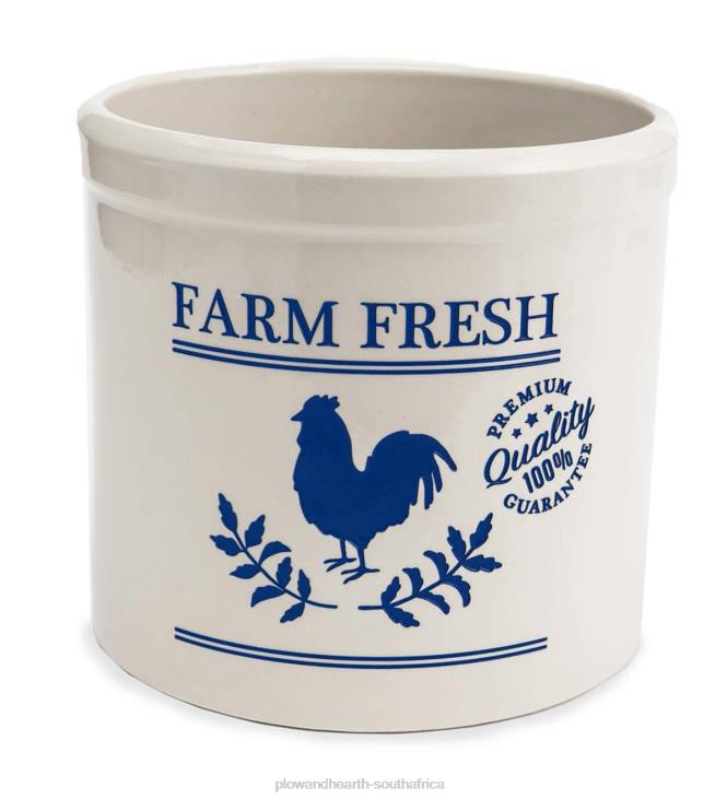 Yard & Garden Plow & Hearth Farm Fresh Rooster Stoneware Crock - Blue NFLB953