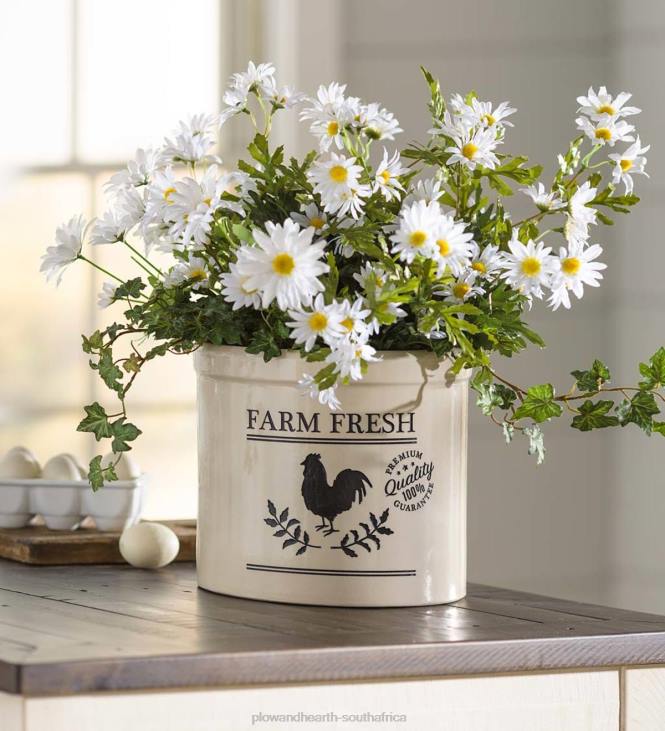 Yard & Garden Plow & Hearth Farm Fresh Rooster Stoneware Crock - Blue NFLB953