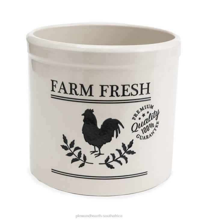Yard & Garden Plow & Hearth Farm Fresh Rooster Stoneware Crock - Blue NFLB953