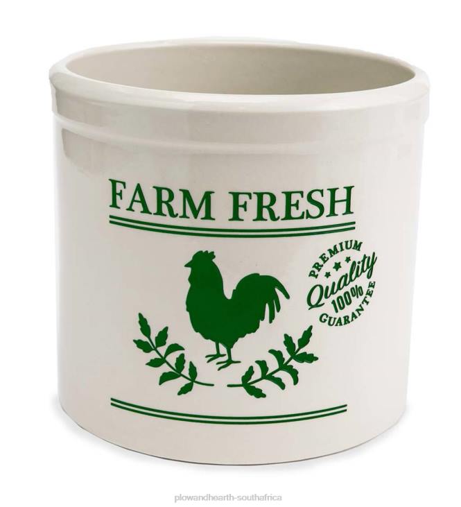 Yard & Garden Plow & Hearth Farm Fresh Rooster Stoneware Crock - Blue NFLB953