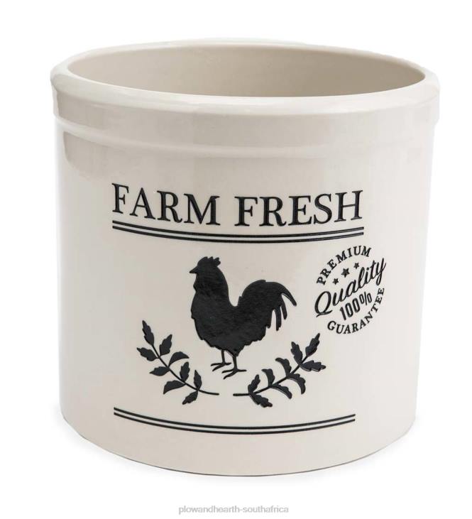 Yard & Garden Plow & Hearth Farm Fresh Rooster Stoneware Crock - Blue NFLB953