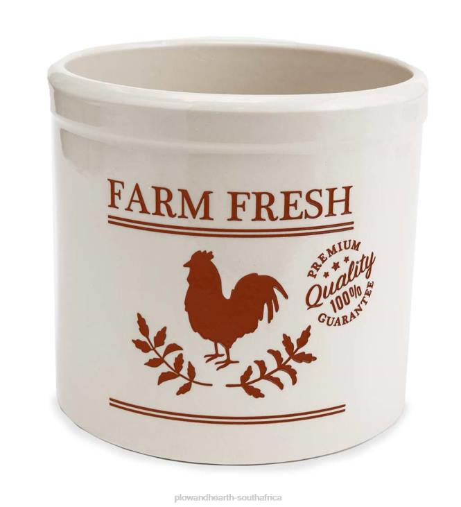 Yard & Garden Plow & Hearth Farm Fresh Rooster Stoneware Crock - Blue NFLB953
