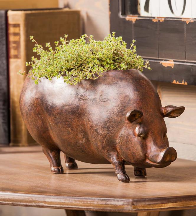 Yard & Garden Plow & Hearth Faux Terra Cotta Pig Planter NFLB928