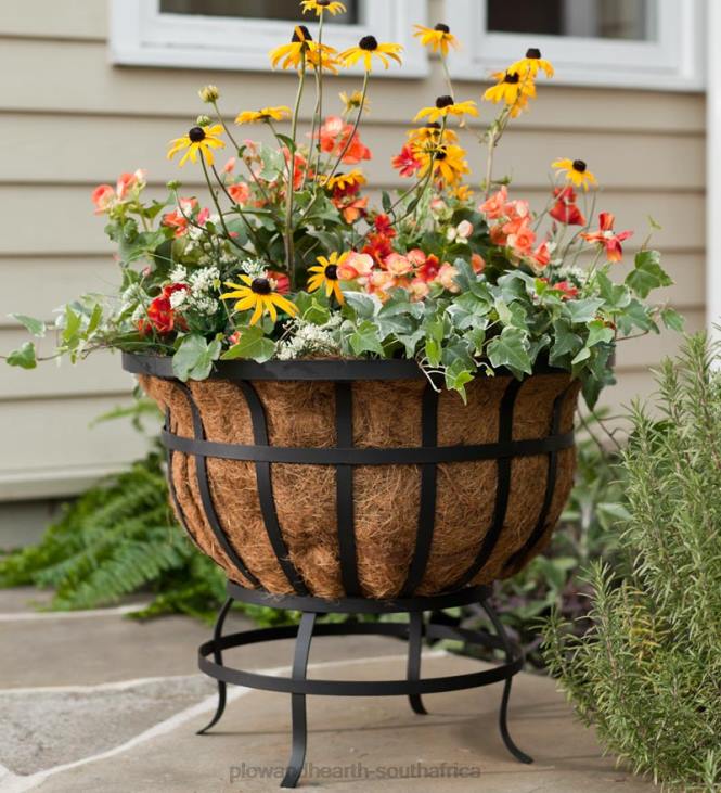 Yard & Garden Plow & Hearth Footed Metal Basket Planter with Coco Liner NFLB914