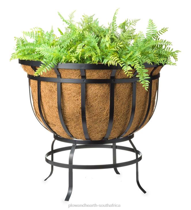 Yard & Garden Plow & Hearth Footed Metal Basket Planter with Coco Liner NFLB914