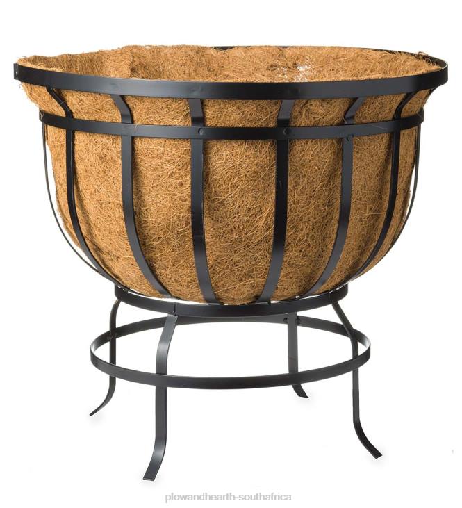 Yard & Garden Plow & Hearth Footed Metal Basket Planter with Coco Liner NFLB914