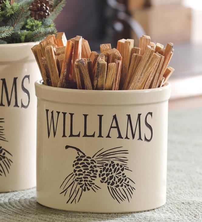 Yard & Garden Plow & Hearth Handcrafted USA-Made Double Pinecone Personalized Crock NFLB942