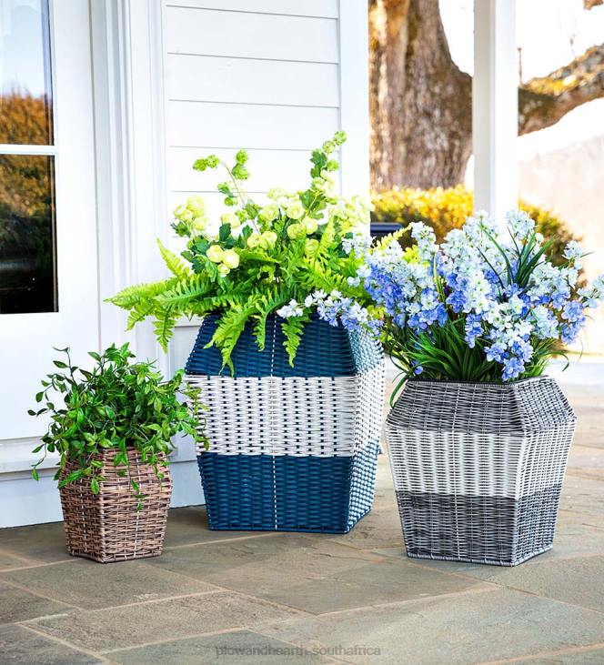 Yard & Garden Plow & Hearth Indoor/Outdoor Coastal Wicker Planters, Set of 3 NFLB969