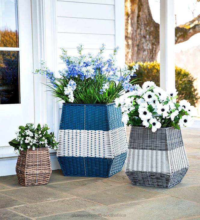 Yard & Garden Plow & Hearth Indoor/Outdoor Coastal Wicker Planters, Set of 3 NFLB969
