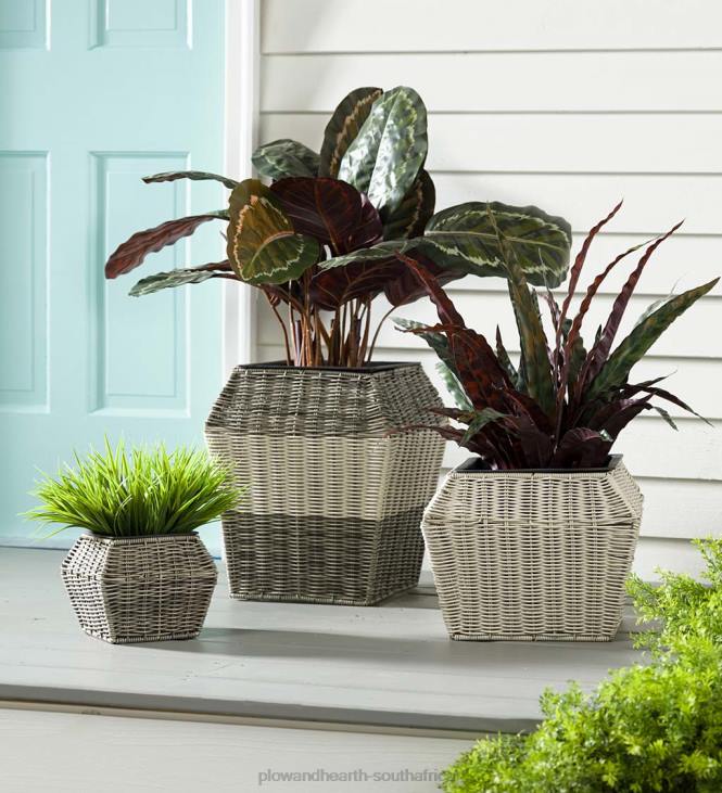 Yard & Garden Plow & Hearth Indoor/Outdoor Wicker Planters, Set of 3 NFLB981
