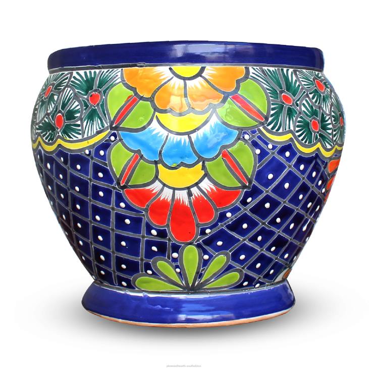 Yard & Garden Plow & Hearth Large Blue Talavera Bowl Planter NFLB929