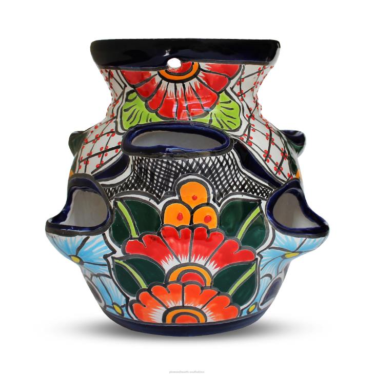 Yard & Garden Plow & Hearth Large Sky Blue Talavera Strawberry Pot NFLB936