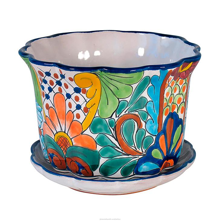 Yard & Garden Plow & Hearth Large Talavera Wave Planter with Tray NFLB940