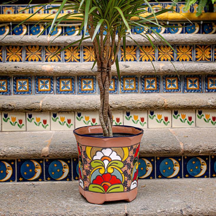 Yard & Garden Plow & Hearth Medium Octagon Talavera Flower Vase NFLB957