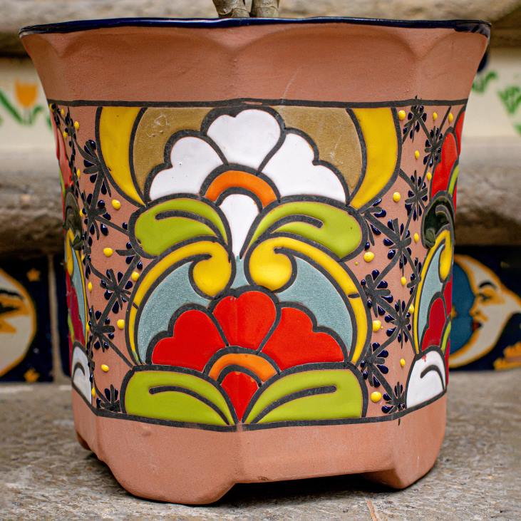 Yard & Garden Plow & Hearth Medium Octagon Talavera Flower Vase NFLB957