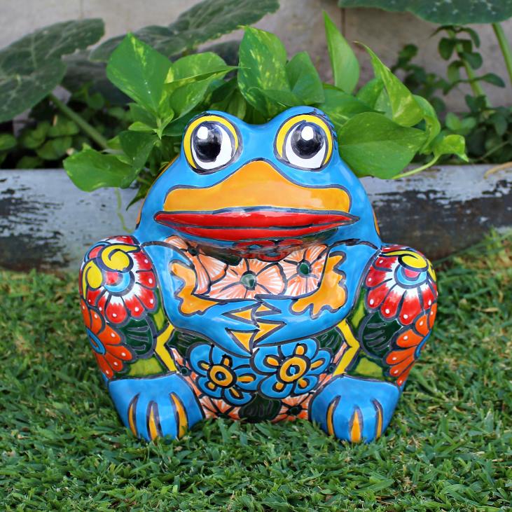 Yard & Garden Plow & Hearth Multicolored Talavera Frog Planter NFLB945