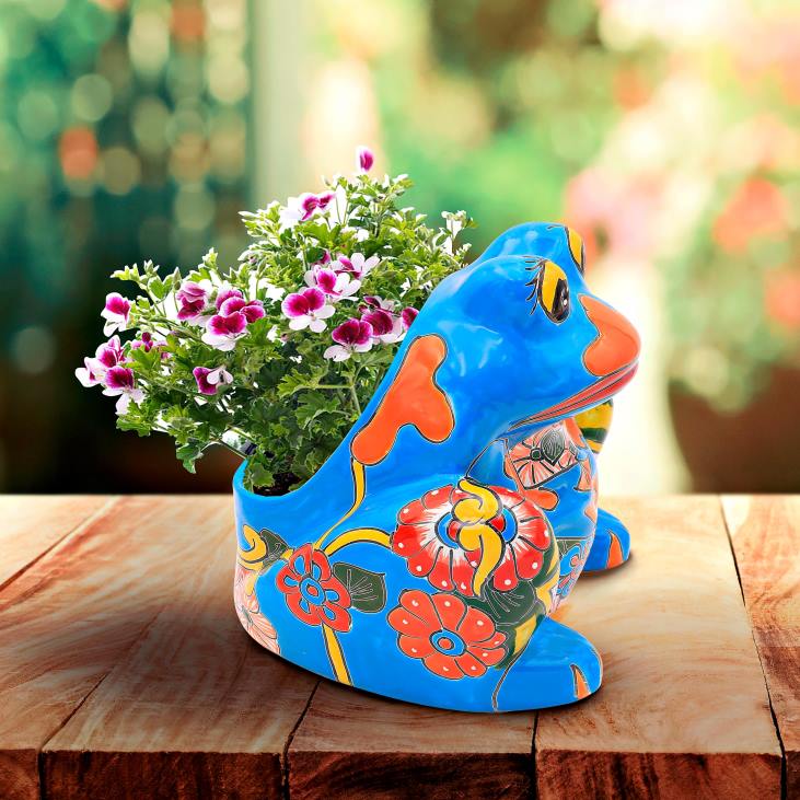 Yard & Garden Plow & Hearth Multicolored Talavera Frog Planter NFLB945