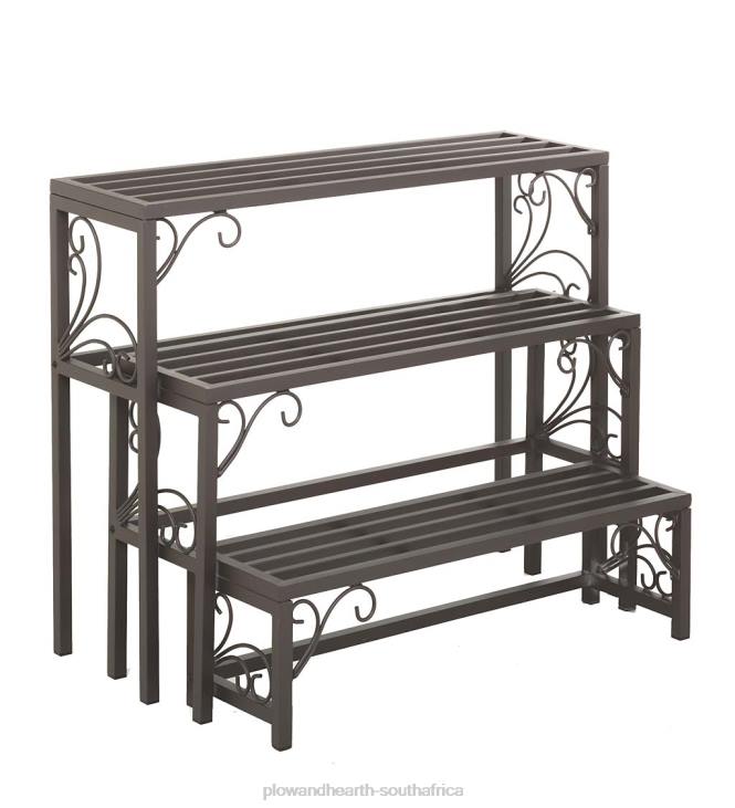 Yard & Garden Plow & Hearth Nesting Metal Plant Stands with Scrollwork, Set of Three NFLB912