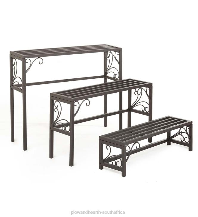 Yard & Garden Plow & Hearth Nesting Metal Plant Stands with Scrollwork, Set of Three NFLB912
