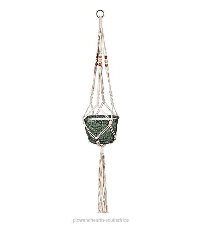 Yard & Garden Plow & Hearth Olivia Fabric Planter with Macrame Holder - Blue NFLB930