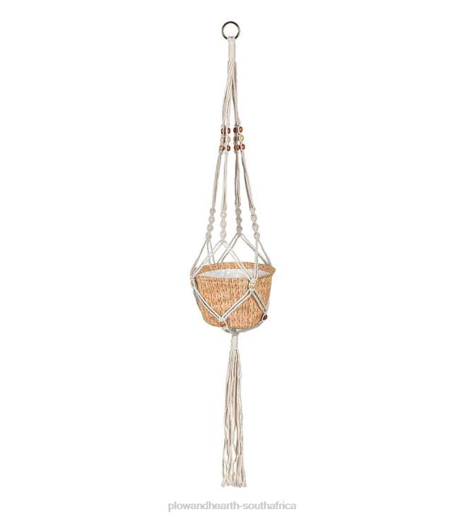 Yard & Garden Plow & Hearth Olivia Fabric Planter with Macrame Holder - Blue NFLB930